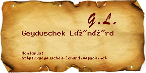 Geyduschek Lénárd névjegykártya